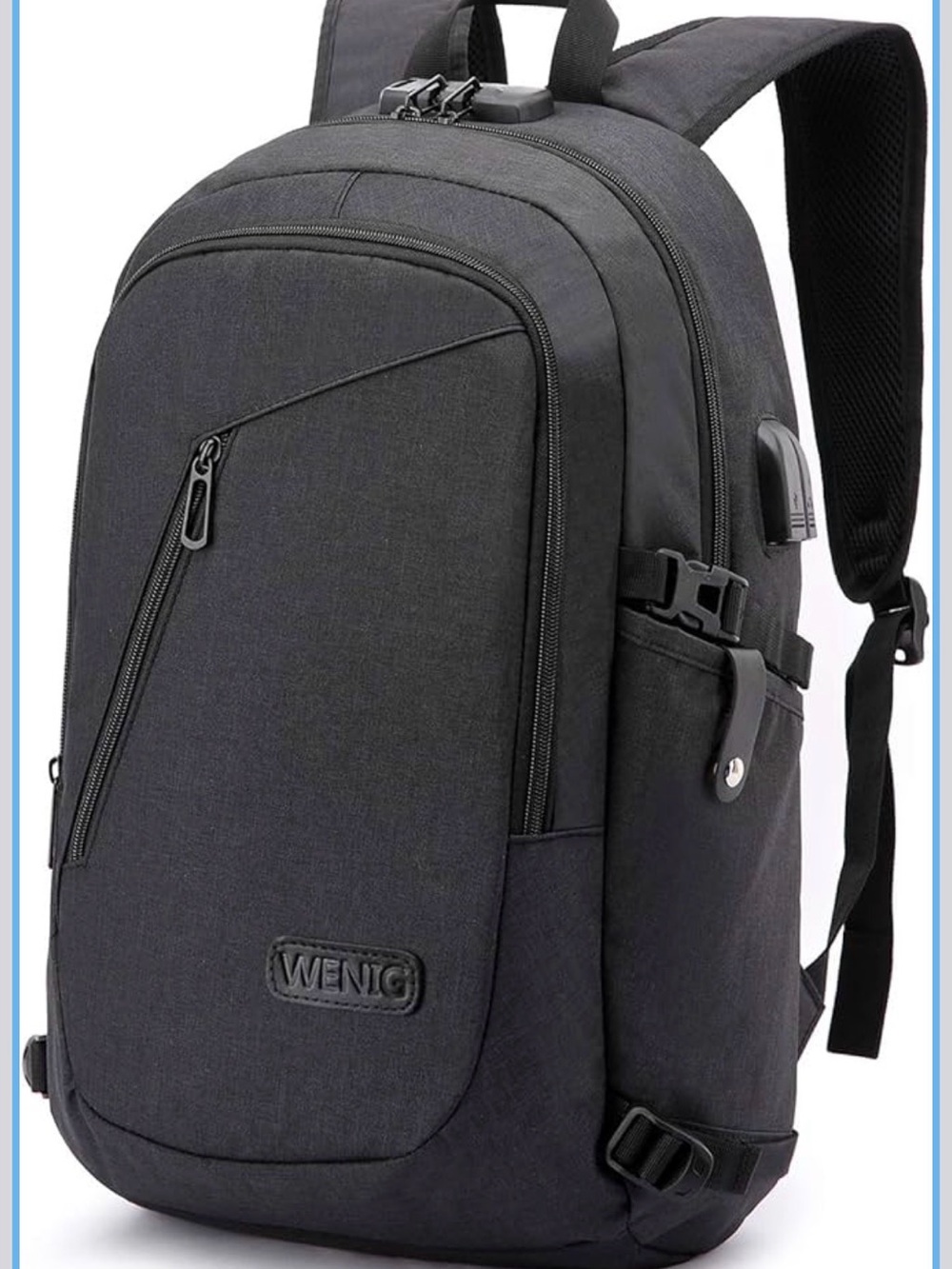 WENIG Black Travel & Commuter Backpack
